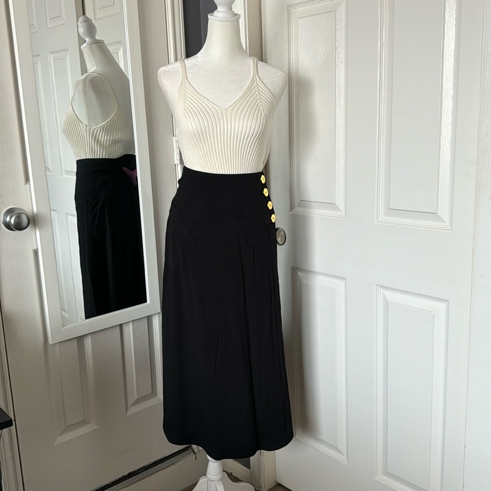 ⬇️REDUCED!J.Crew black midi skirt with gold buttons